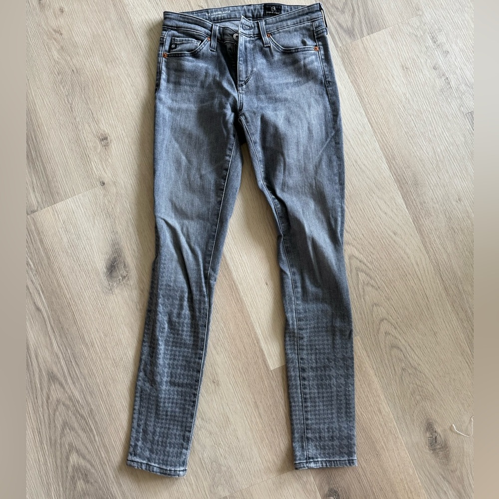 AG grey skinny jeans with light designs on bottom. Size 24. Worn once